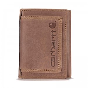 Dark Brown Men Carhartt Detroit Trifold Wallets | FQP-203975