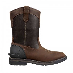 Dark Brown Men Carhartt Montana Waterproof 11" Square Toe Wellington Boots | SCV-765480