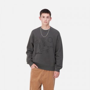 Dark Grey Men Carhartt Flying Ducks Sweatshirt | NBW-817402