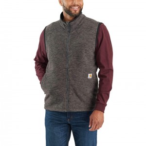 Dark Grey Men Carhartt Full-Zip Relaxed Fit Fleece Vest | RAV-860123