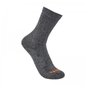 Dark Grey Men Carhartt Lightweight Durable Nylon-Synthetic Blend Crew Socks | PDK-617482