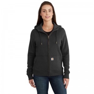 Dark Grey Women Carhartt Relaxed Fit Midweight Full-Zip Sweatshirt | DFZ-963028