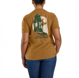 Dark Yellow Women Carhartt Loose Fit Heavyweight-Sleeve Sequoia National Park Graphic T-Shirt | YPD-468513