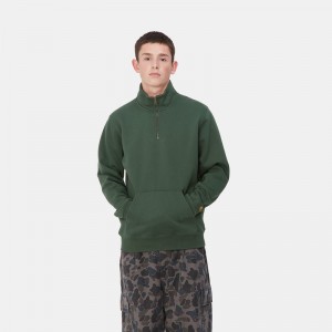 Green Men Carhartt Chase Neck Zip Sweatshirt | LMP-603597