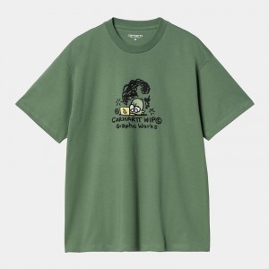 Green Men Carhartt Graphic Works T-Shirt | QCB-283605