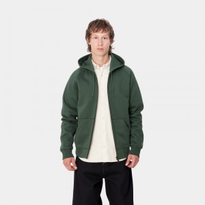 Green Men Carhartt Hooded Chase Jackets | LAQ-049371