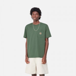 Green Men Carhartt Pocket T-Shirt | EQA-695238