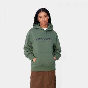 Green Women Carhartt Hooded Sweatshirt | OPL-158942