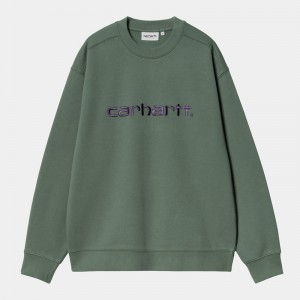 Green Women Carhartt W' Sweatshirt | BSU-034967