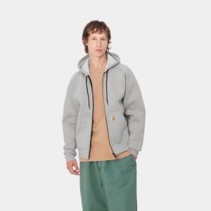 Grey Men Carhartt Car-Lux Hooded Jackets | PLZ-429375