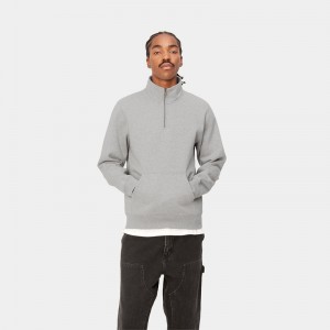 Grey Men Carhartt Chase Neck Zip Sweatshirt | HMO-213568