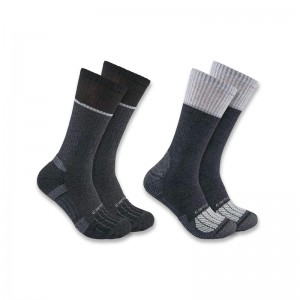 Grey Men Carhartt Force® Midweight Steel Toe Crew 2-Pack Socks | QXA-693814