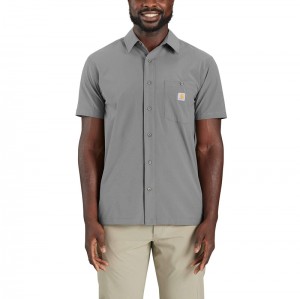 Grey Men Carhartt Force Sun Defender™ Relaxed Fit Lightweight-Sleeve Shirts | YVG-254108