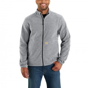 Grey Men Carhartt Full-Zip Relaxed Fit Fleece Jackets | SUC-238419