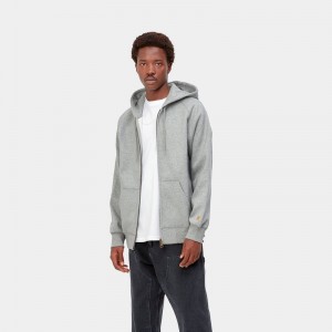 Grey Men Carhartt Hooded Chase Jackets | WIM-783504