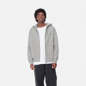 Grey Men Carhartt Hooded Madison Jackets | KSX-209817