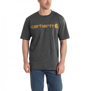 Grey Men Carhartt Loose Fit Heavyweight Short-Sleeve Logo Graphic T-Shirt | WST-530178