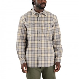 Grey Men Carhartt Loose Fit Heavyweight Flannel Long-Sleeve Plaid Shirts | VYO-315026