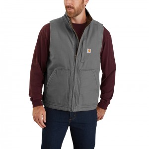 Grey Men Carhartt Mock-Neck Sherpa-Lined Vest | RML-691708