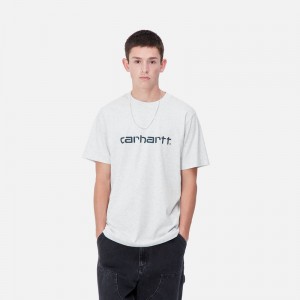 Grey Men Carhartt Script T-Shirt | AVR-047513