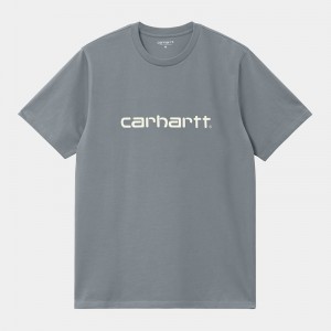 Grey Men Carhartt Script T-Shirt | BYU-396254