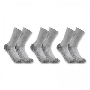 Grey Women Carhartt Force Midweight Crew 3-Pack Socks | GLC-834601