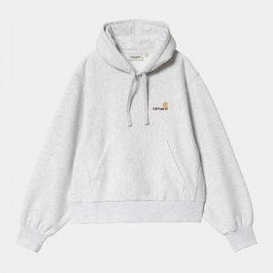 Grey Women Carhartt Hooded American Script Hoodie | YPH-394251