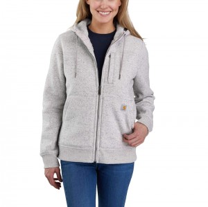 Grey Women Carhartt Relaxed Fit Midweight Sherpa-Lined Full-Zip Sweatshirt | KBS-284156