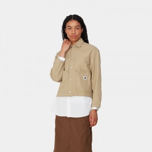 Khaki Women Carhartt Simple Shirt Jackets | WIF-278190