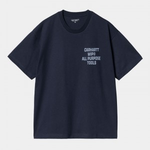 Navy Men Carhartt Cross Screw T-Shirt | XRK-150372