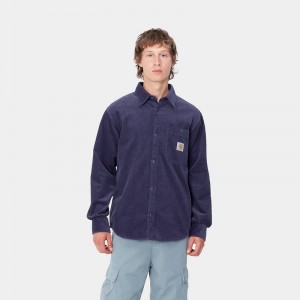 Navy Men Carhartt Flint Shirts | FZY-215396