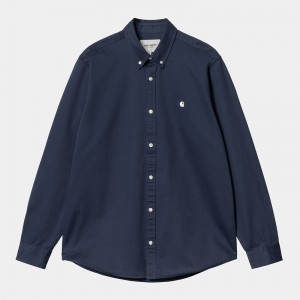 Navy Men Carhartt Madison Shirts | CAK-137429