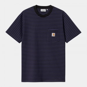 Navy Men Carhartt Verner Pocket T-Shirt | GNM-047812