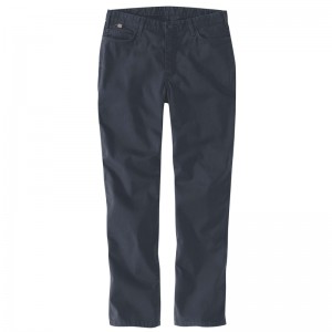 Navy Women Carhartt Flame-Resistant Rugged Flex® Relaxed Fit Canvas Work Pants | MGD-241697