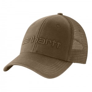 Olive Men Carhartt Canvas Mesh-Back Logo Graphic Hats | SOV-186249