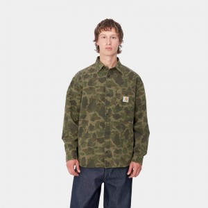 Olive Men Carhartt Duck Shirts | GWD-207561