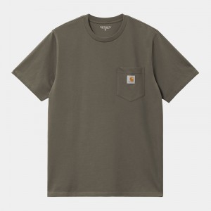 Olive Men Carhartt Pocket T-Shirt | QWO-175920