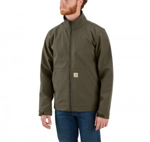 Olive Men Carhartt Rain Defender® Relaxed Fit Softshell Jackets | BEG-928753