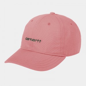 Pink Men Carhartt Canvas Script Hats | DOZ-801572