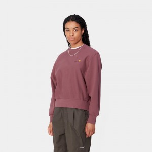 Purple Women Carhartt American Script Sweatshirt | AVC-697834