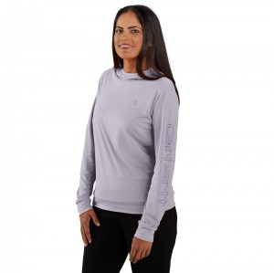 Purple Women Carhartt Force Sun Defender™ Relaxed Fit Lightweight Long-Sleeve Hooded Graphic T-Shirt | FSN-356184