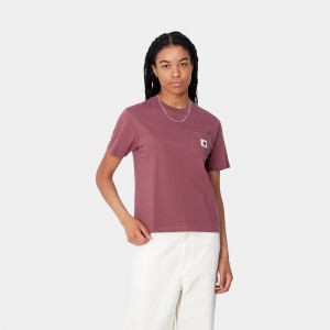 Purple Women Carhartt Pocket T-Shirt | SXP-371098