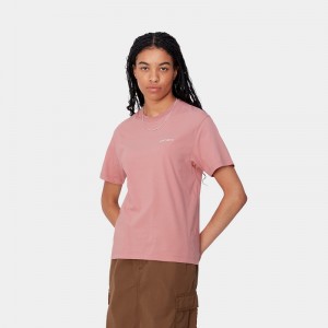 Rose Women Carhartt Script Embroidery T-Shirt | JIK-318429