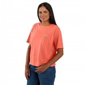 Rose Women Carhartt TENCEL™ Fiber Series Loose Fit-Sleeve Crewneck T-Shirt | ZBH-410853