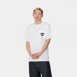 White Men Carhartt Amour Pocket T-Shirt | OBZ-082517