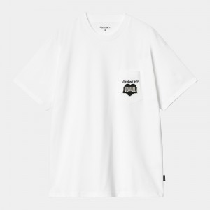 White Men Carhartt Heart Train Pocket T-Shirt | AXE-129704