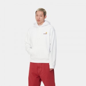 White Men Carhartt Hooded American Script Hoodie | BXL-581302