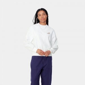 White Women Carhartt American Script Sweatshirt | EGN-701923