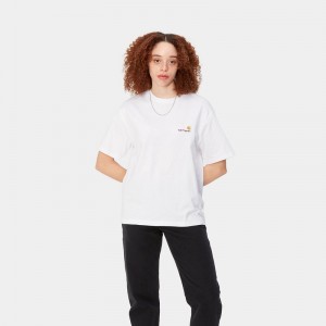 White Women Carhartt American Script T-Shirt | AVE-598734