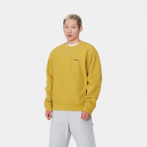 Yellow Men Carhartt American Script Sweatshirt | DIA-327860